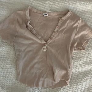 Garage Ribbed Knit Top in Light Pink